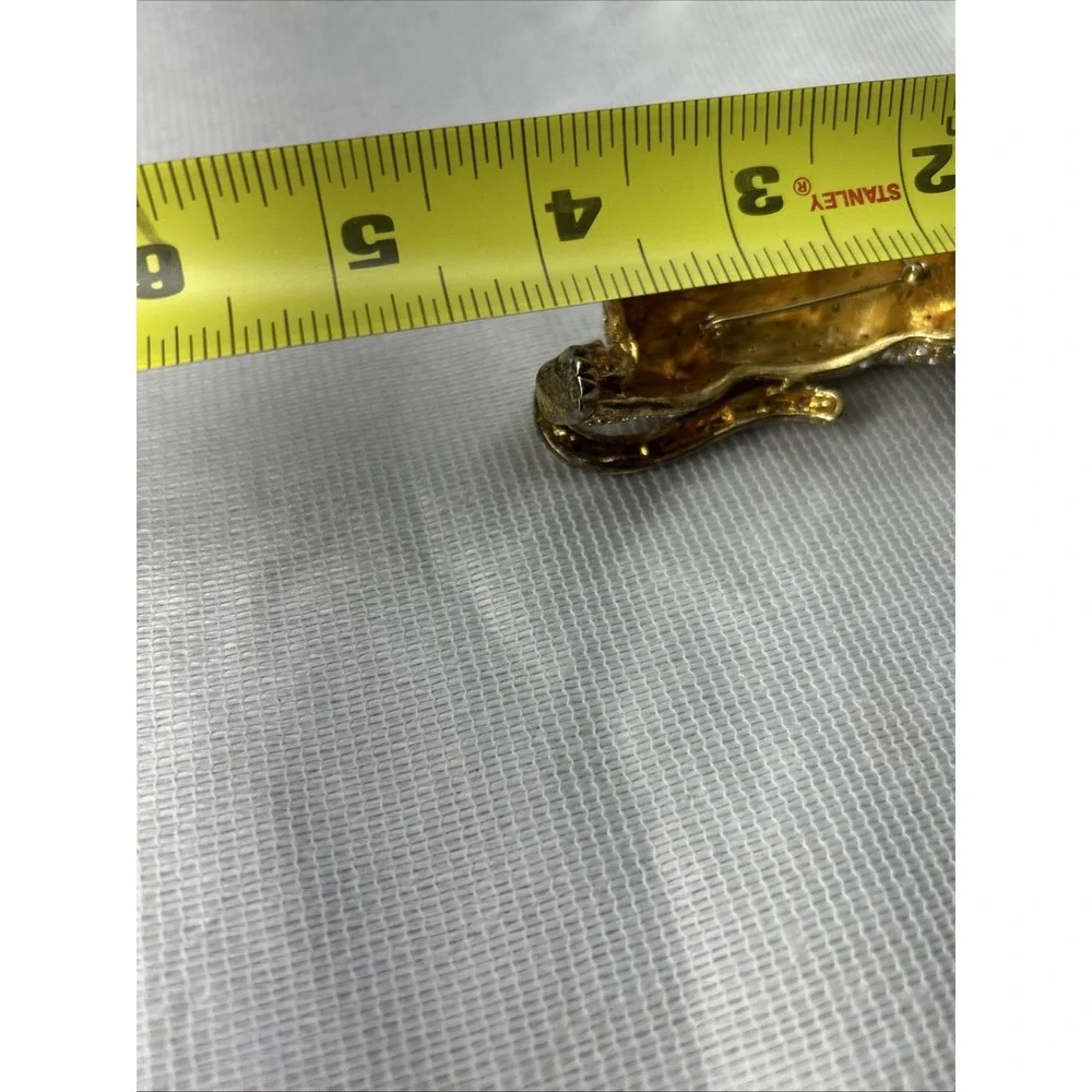 Vintage Rhinestone Enameled Jaguar Leopard Cheetah Tiger  Shoulder Brooch